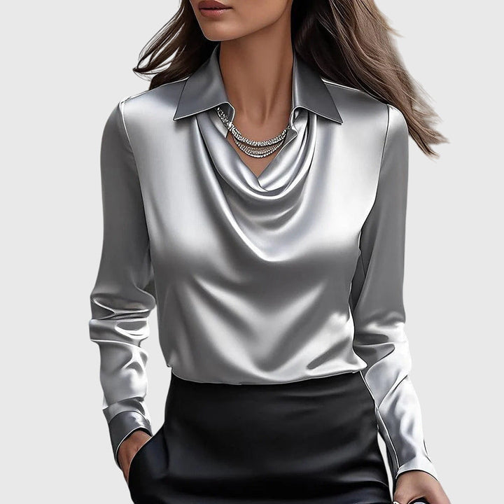 BRITT | ELEGANT SHIRT IN SHINY SATIN