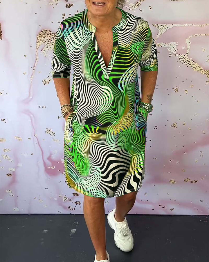 MAEVY | COLORFUL V-NECK DRESS