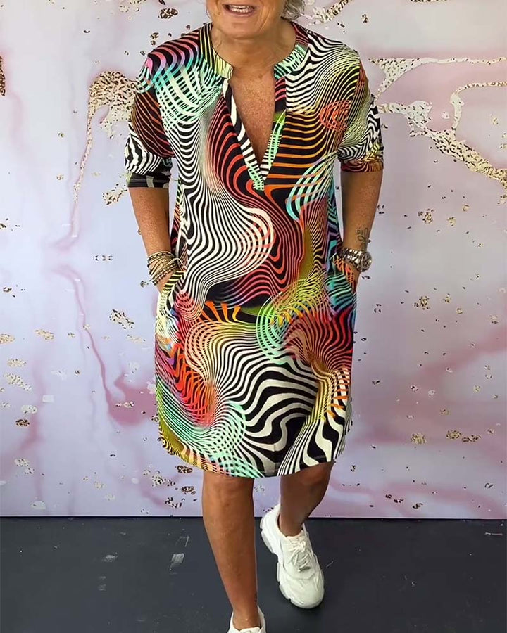 MAEVY | COLORFUL V-NECK DRESS