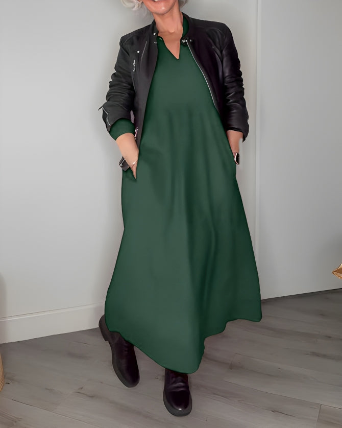 AMANDA | ELEGANT LONG DRESS WITH BELLY COVERAGE