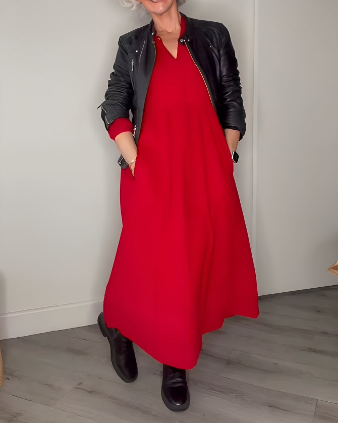 AMANDA | ELEGANT LONG DRESS WITH BELLY COVERAGE